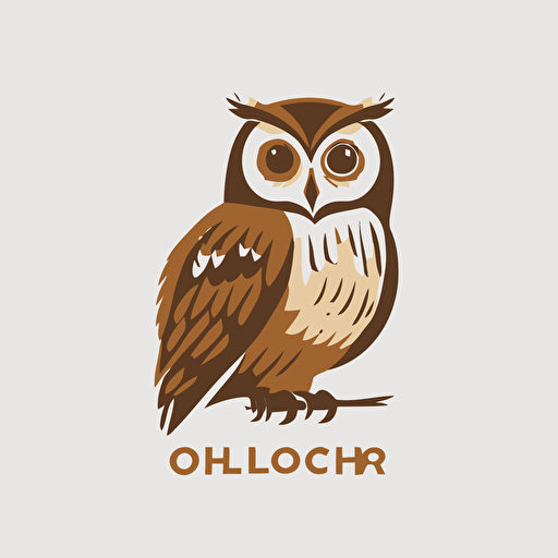 simple flat owl logo, white background, vector style