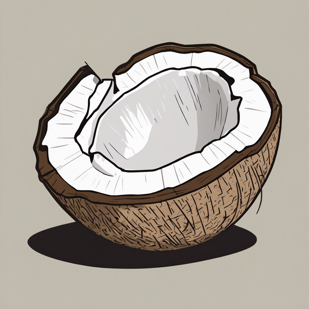 a coconut, illustration in the style of Matt Blease, illustration, flat, simple, vector