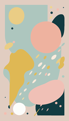 vector shapes, pastel colors, 3 blob shapes, pink, blue, ocre,
