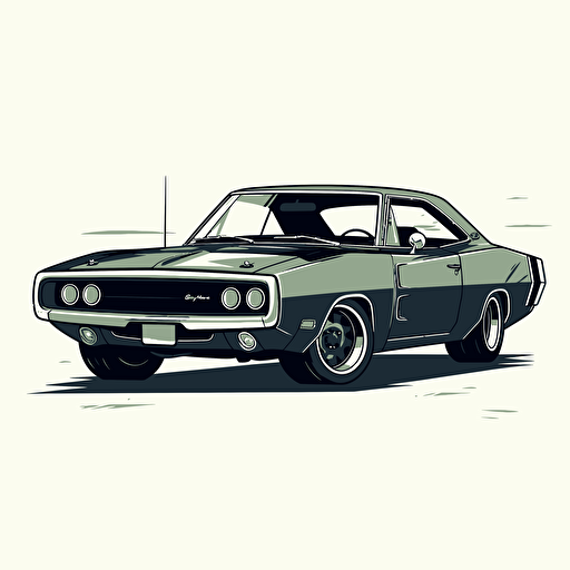 1970s Dodge Charger, cartoon, svg, vector,