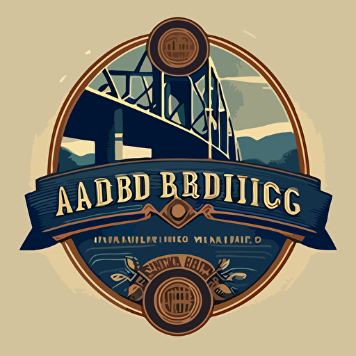 logo for the allanburg brewing co, vector image large bridge and beer in imagery