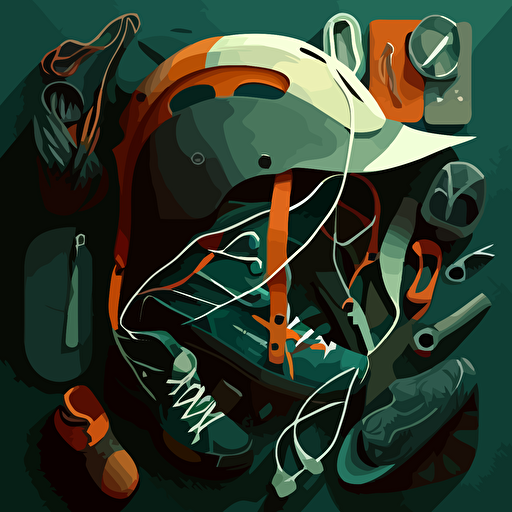 illustration of climbing gear. Moody. Vector