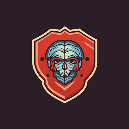 a simple vector logo of a human brain int he shape of a shield