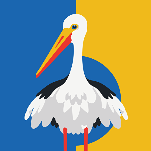 Stork, vector, ukrainean, flat head only, with ukrainean symbol