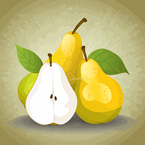 white and yellow pears, vector style