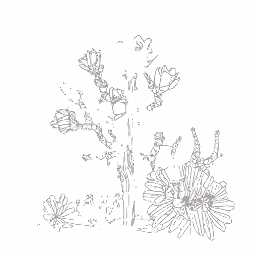 a single line drawing of a flowering cacus, vector art, simple, minimal