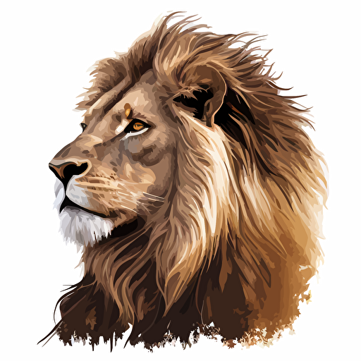 a lion facing left, vector image, white background
