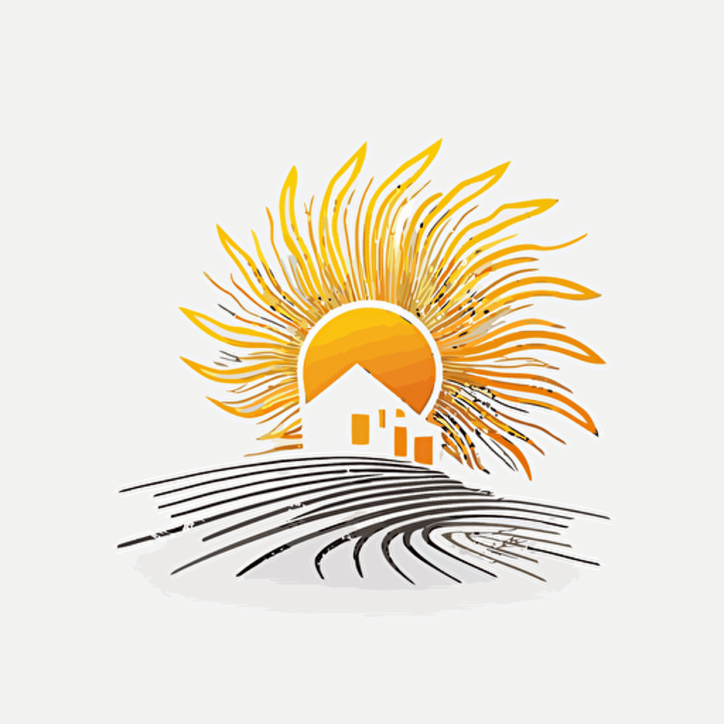 minimalist vector real state logo, including only air waves and sun, white background
