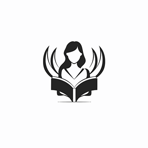 book publisher, modern logo, black and white, white background, flat design, vector