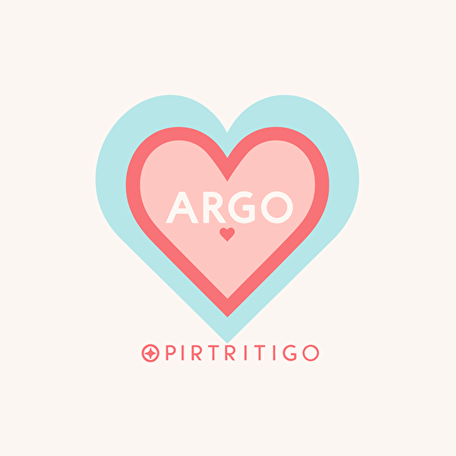 ARTG, simple heart shape logo in one color and wordmark inside, 2D flat simple logo, light color, vector, cute, illustrate