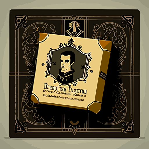square buisness card retro, simply gothic style, vector, ultra-resolution, hd