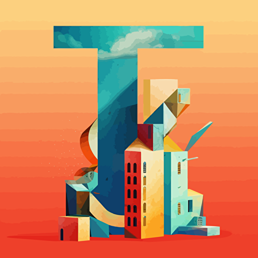 a modern geometric letter “T” vector