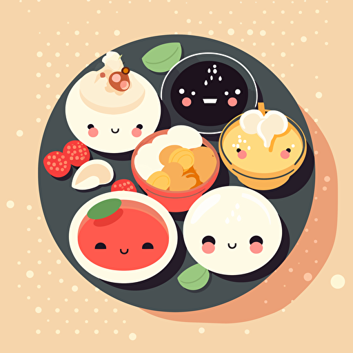 simplified flat art vector image of chibi food with solid background color
