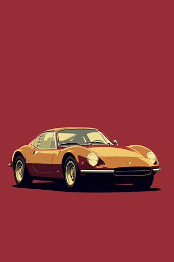 ferrari dino car poster 1970, minimalistic vector,