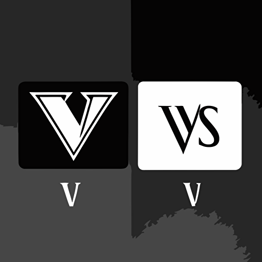 vector logo of cards with VS letters simple, minimalistic, black and white