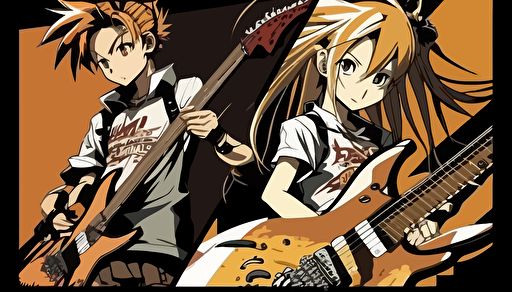 guitar,bass guitar,anime style,comic,vector,