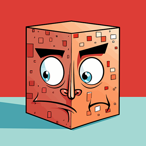 a simple cartoon cube covering human face in 2d vector