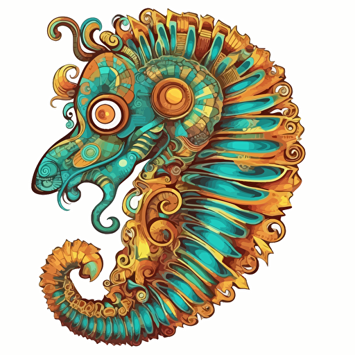 A seahorse in the shape of a human ear, in vector art