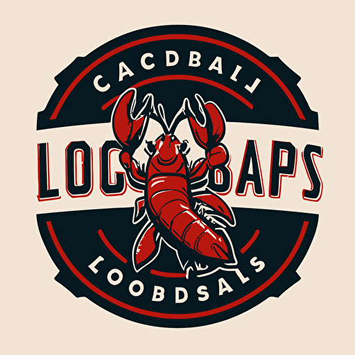 a sports mascot logo of a red lobstah, simple, vector