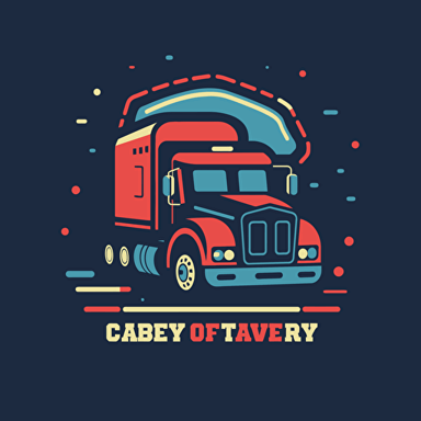 logo design for a semi truck arcade game, flat, modern, vector, 2D, icon, controler, Semi truck, simple, happy vibes, vibrant, big text