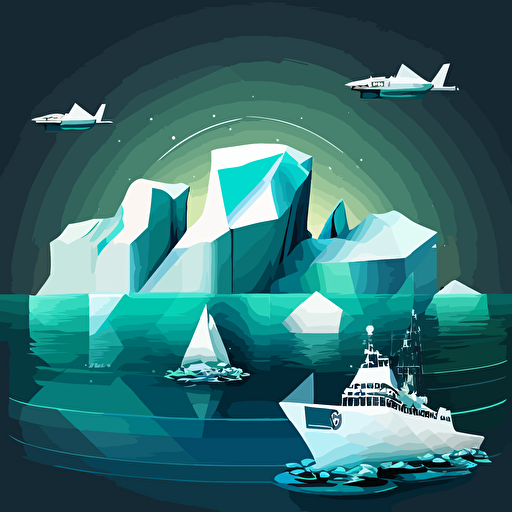 image of radar detecting icebergs and boats vector image