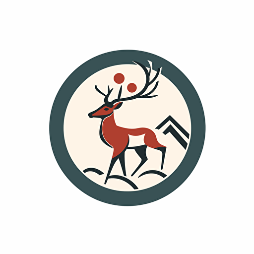 simple logo, japanese woodblock style, reindeer, brand, minimalistic, white background, vector, <16 colors