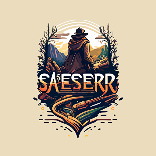 logotype. a seeker's journey. vector, game design, flat colors
