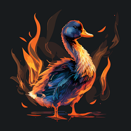 vector drawing of a burning duck