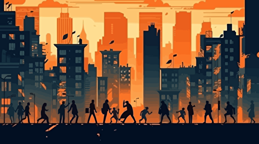 a city background, daytime, gangster style, simple, vector, criminals doing criminal activities, colorfull