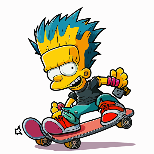Bart simpson like zoombie with his skateboard cartoon vector illustration
