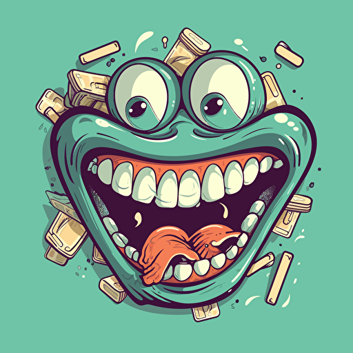 cartoon mouth eating dollar bills, svg, vector
