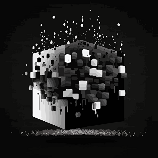 logo, minimalist, vectorized, gray and black colors on the exterior print layer , delicacy, interlayer of small colored cubes inside, with different shades, black background