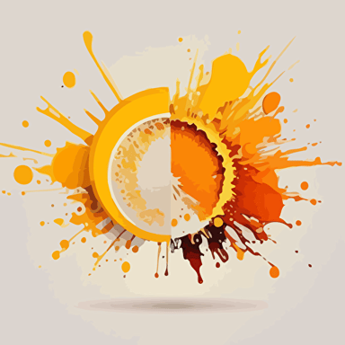 circle logo, clean logo, waterfall, explosion of orange, explosion of lemon, explosion of pamplemousse,4h, hd, vectoriel, ultra minimalist