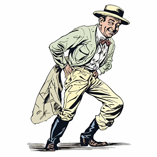 very funny Kentucky derby jockey pants down while he's riding his horse, vector,