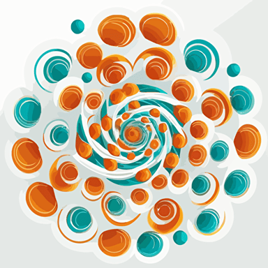 helical molecule, swirl of orange and turquoise, white background, Vector illustration, style by Illumination, minimalism, delicate