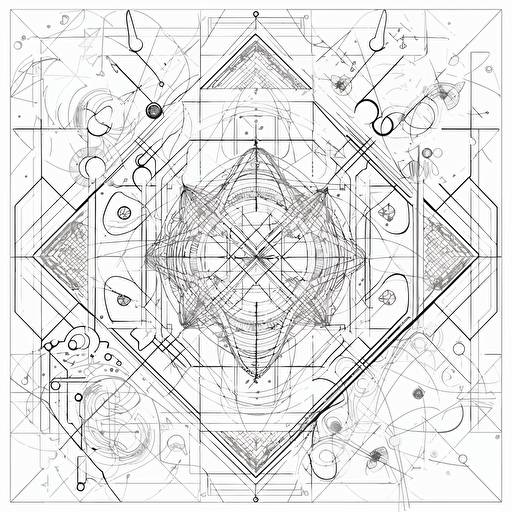 esoteric geometry, professional design vector, contour, white background, abstract art