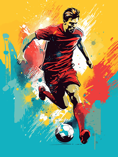 soccer player in dynamic pose, football tournament poster, vector art, diagonal composition