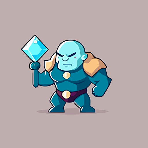 An emblem logo with a cute golem and a gem. flat vector minimal gollem.io
