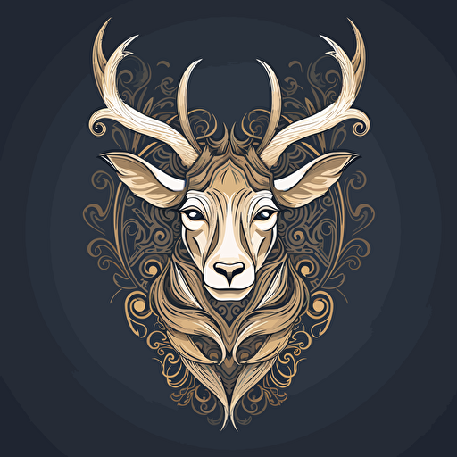 unicorn that looks like an elk, elk antler, black and white vector illustration, simple ::vector style