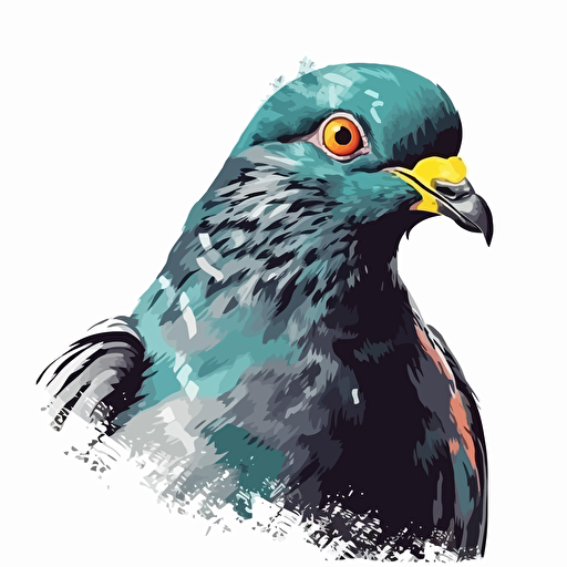 Pigeon bird looking straight in the camera, white bg, vector