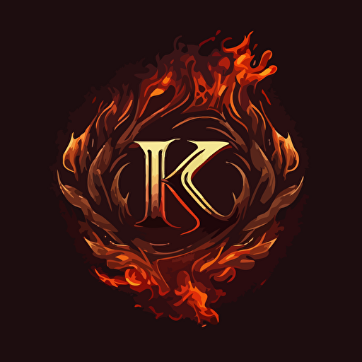 Ko Logo Vector Art with fire
