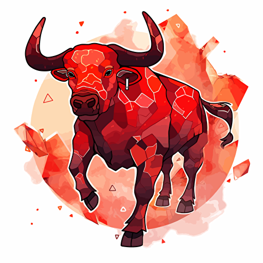 San fermin bull, tiled, manga like, burning man style, vector art, white background