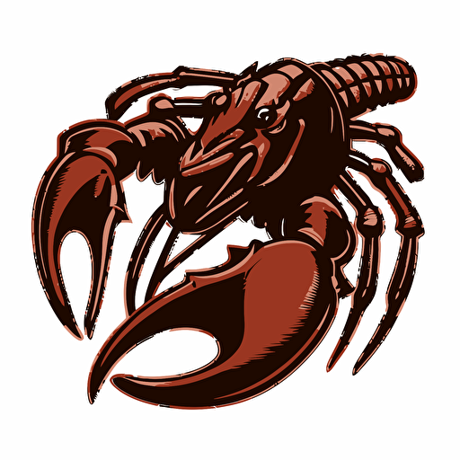 Red Lobstah, oblong brown football, sports logo style, white background, vector