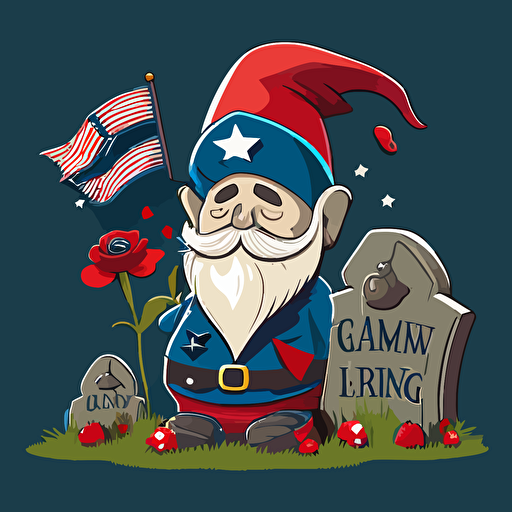 cartoon happy gnome memorial day vector style