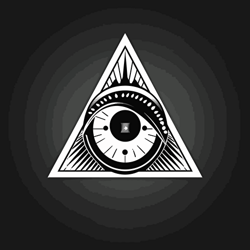 eye in an equilateral triangle the sign of the Illuminat, vector image, minimalism, black and white colors
