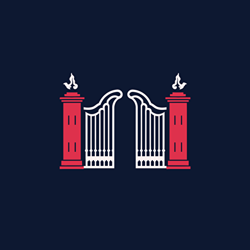 create a symmetrical logo of two open gates, minimal, vector