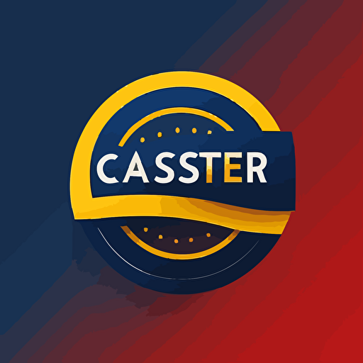 vector, modern logo with dark blue as back ground, red and golden yellow as primary colors, happy castumer with no text