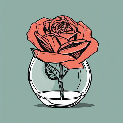 A single rose in a glass vase.