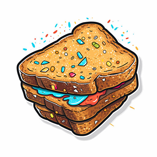 vector art sticker of toast with cake sprinkles, no background