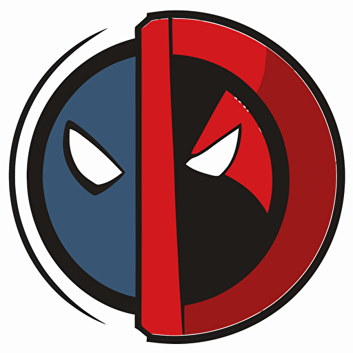 a logo of a superhero sidekick inspired by Deadpool, simple vector, De Stijl